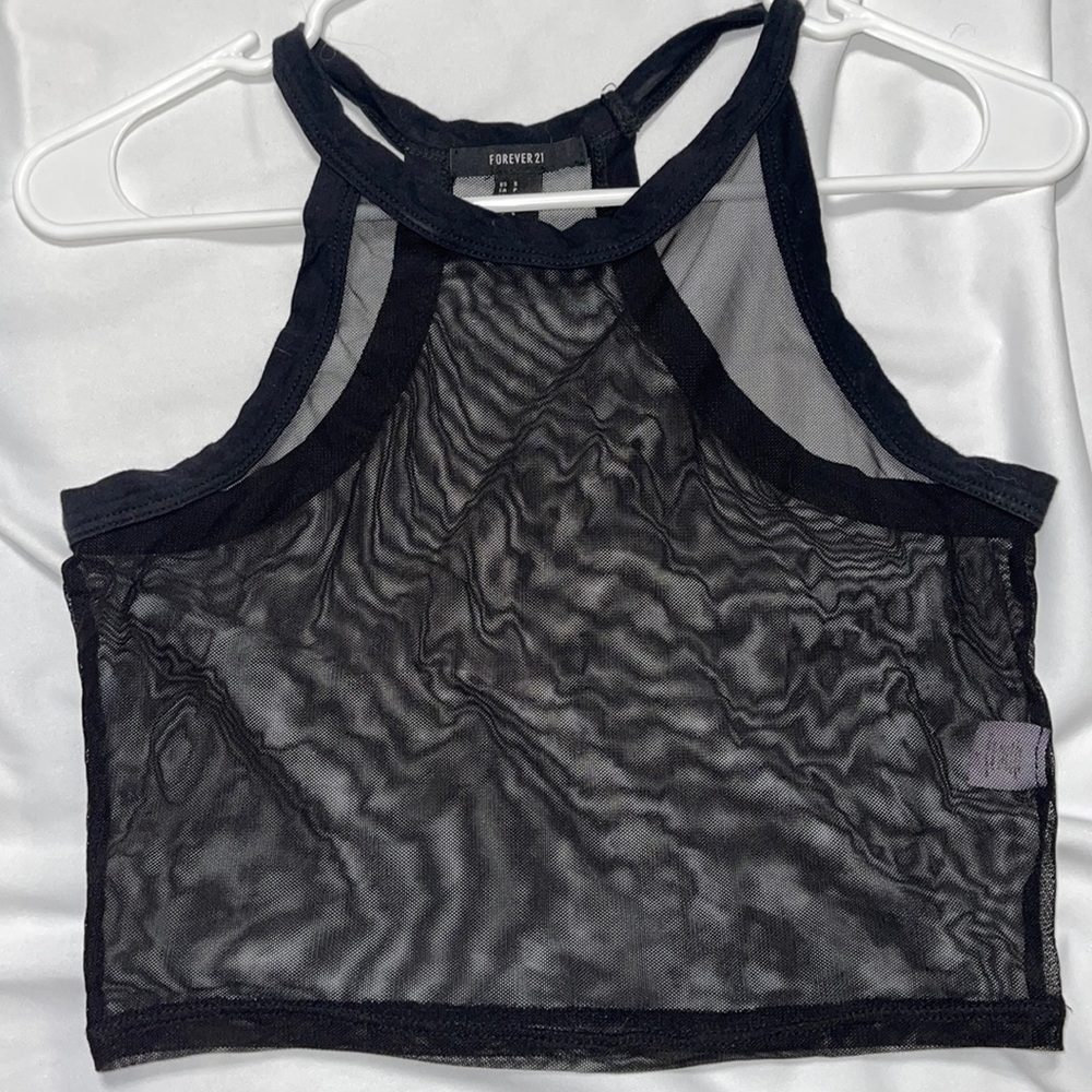 Black mesh crop top